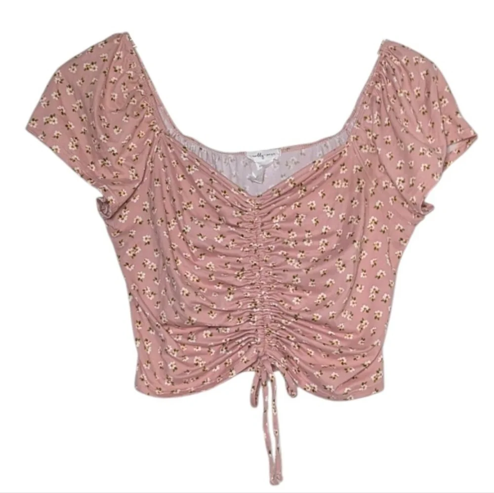➕ Molly & Rose Floral Ruched Drawstring Crop Top | Size 1X